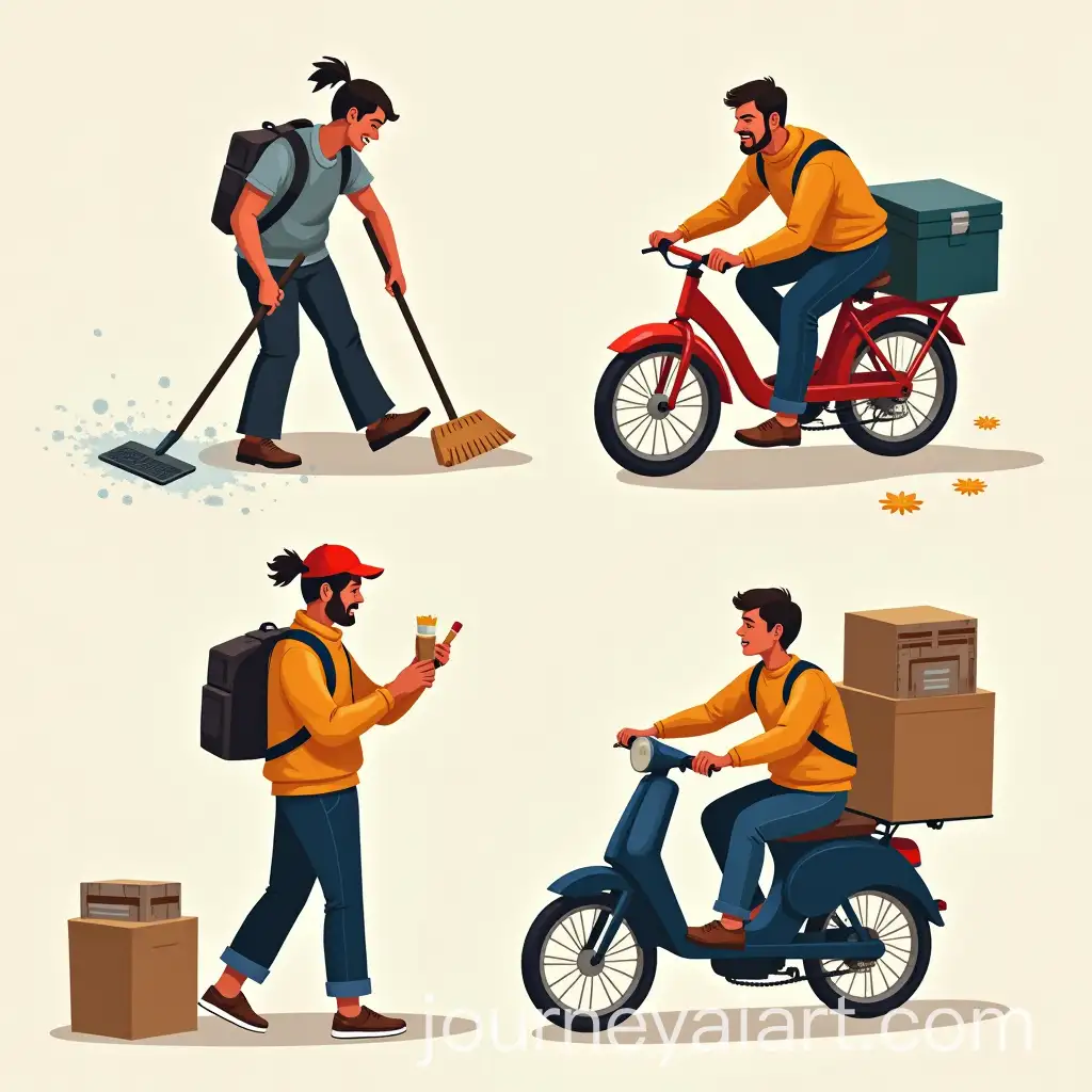 Four-People-Engaged-in-Different-Daily-Activities