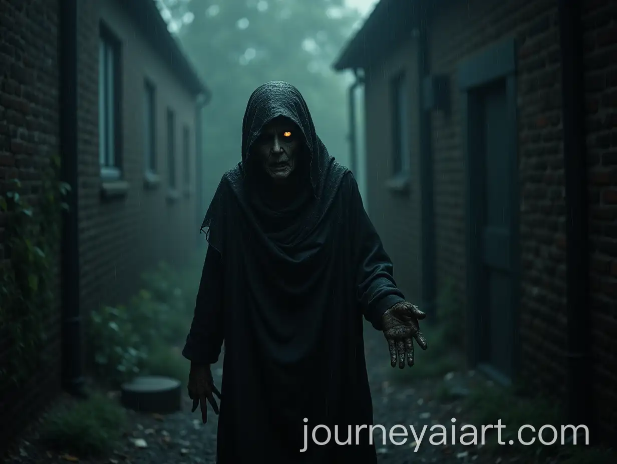 Mysterious-Old-Lady-Telling-a-Frightening-Story-in-the-Rain