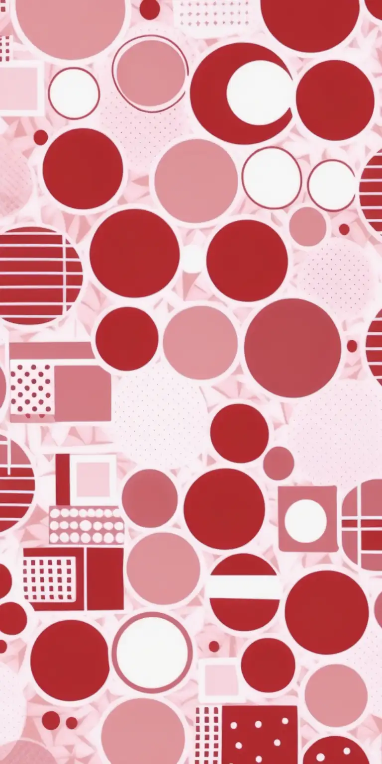 Abstract Memphis Style Geometric Pattern in Red White and Pink