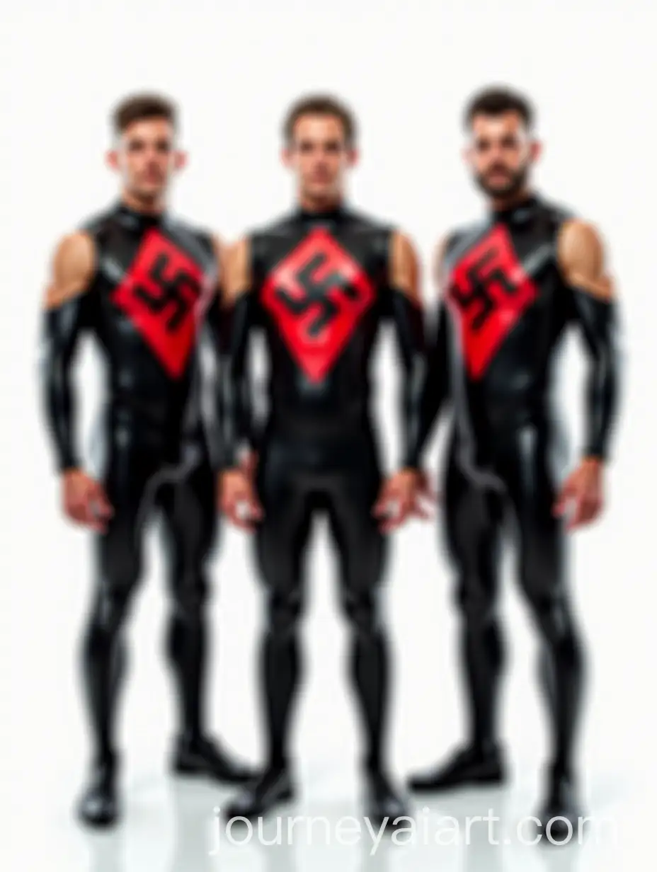 Male-Butlers-in-Glossy-Sleeveless-Bodysuits-with-Swastika-Symbol