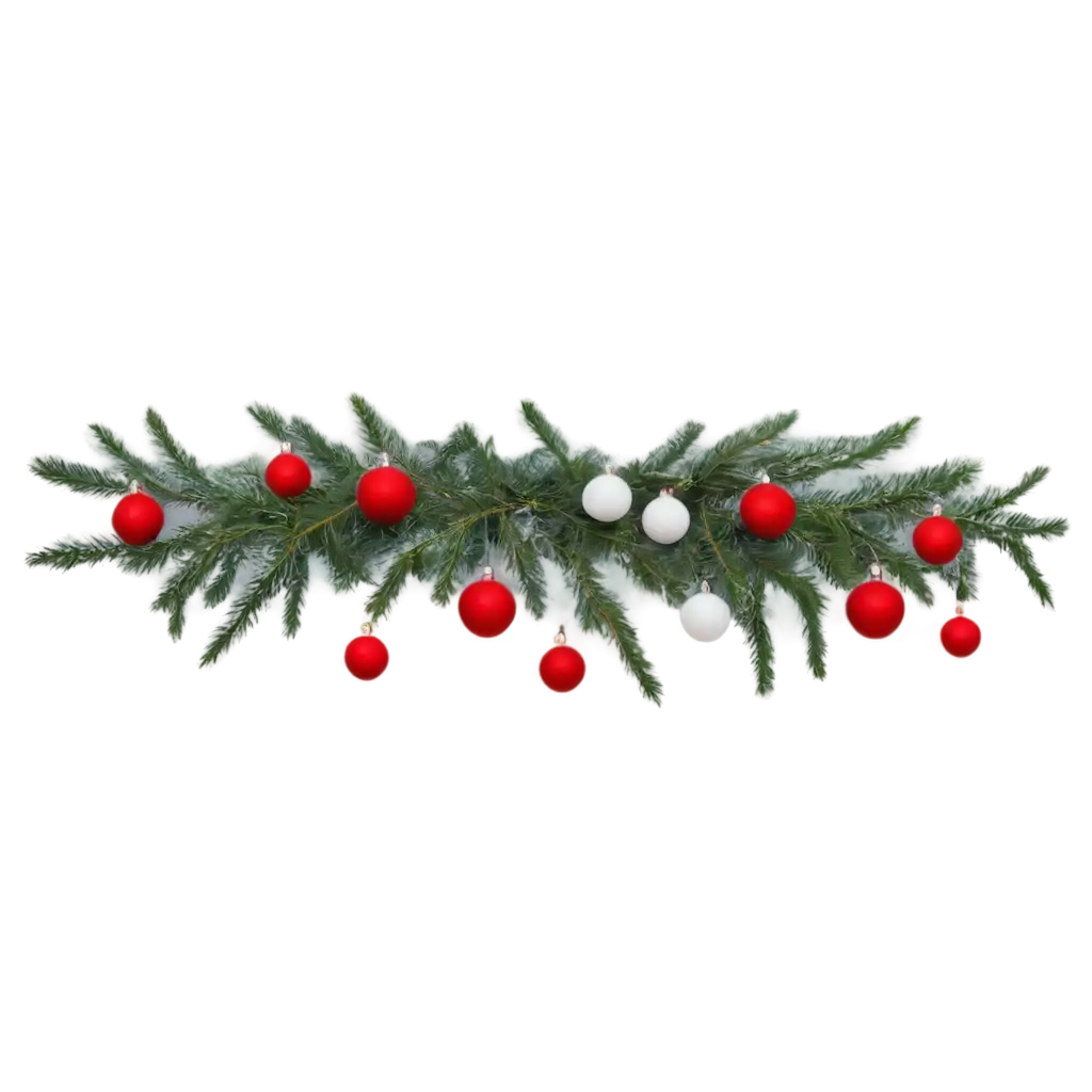 New-Years-Fir-Branches-with-Lights-and-Small-White-and-Red-Balls-PNG-Image-High-Quality-for-Seasonal-Designs