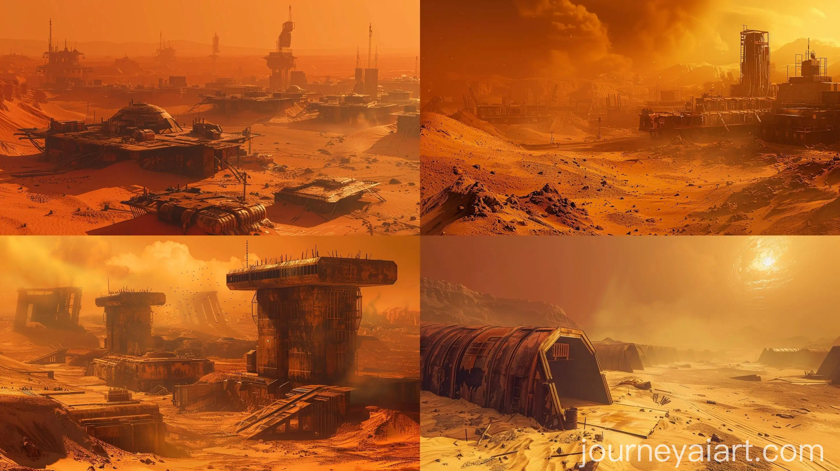 Futuristic-Desert-Paintball-Battlefield-with-Rusted-Metal-Structures
