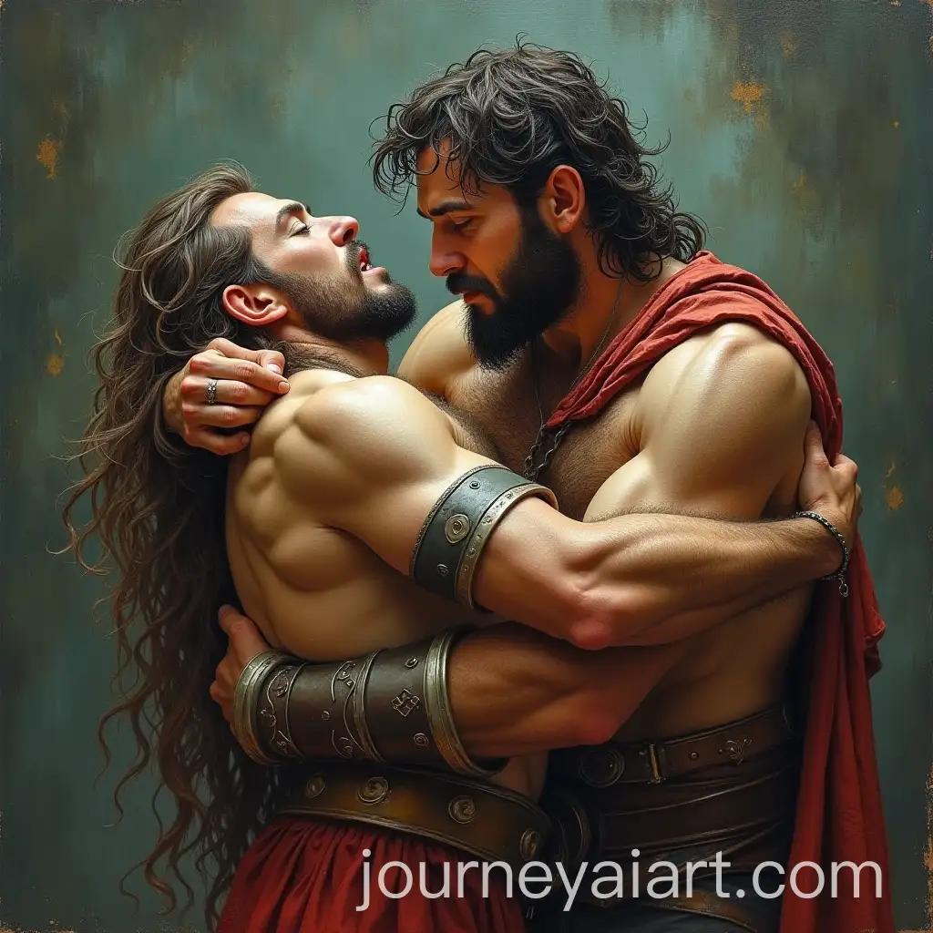 C-Chulainn-Holding-His-Dying-Friend-in-James-Jean-Style-Painting