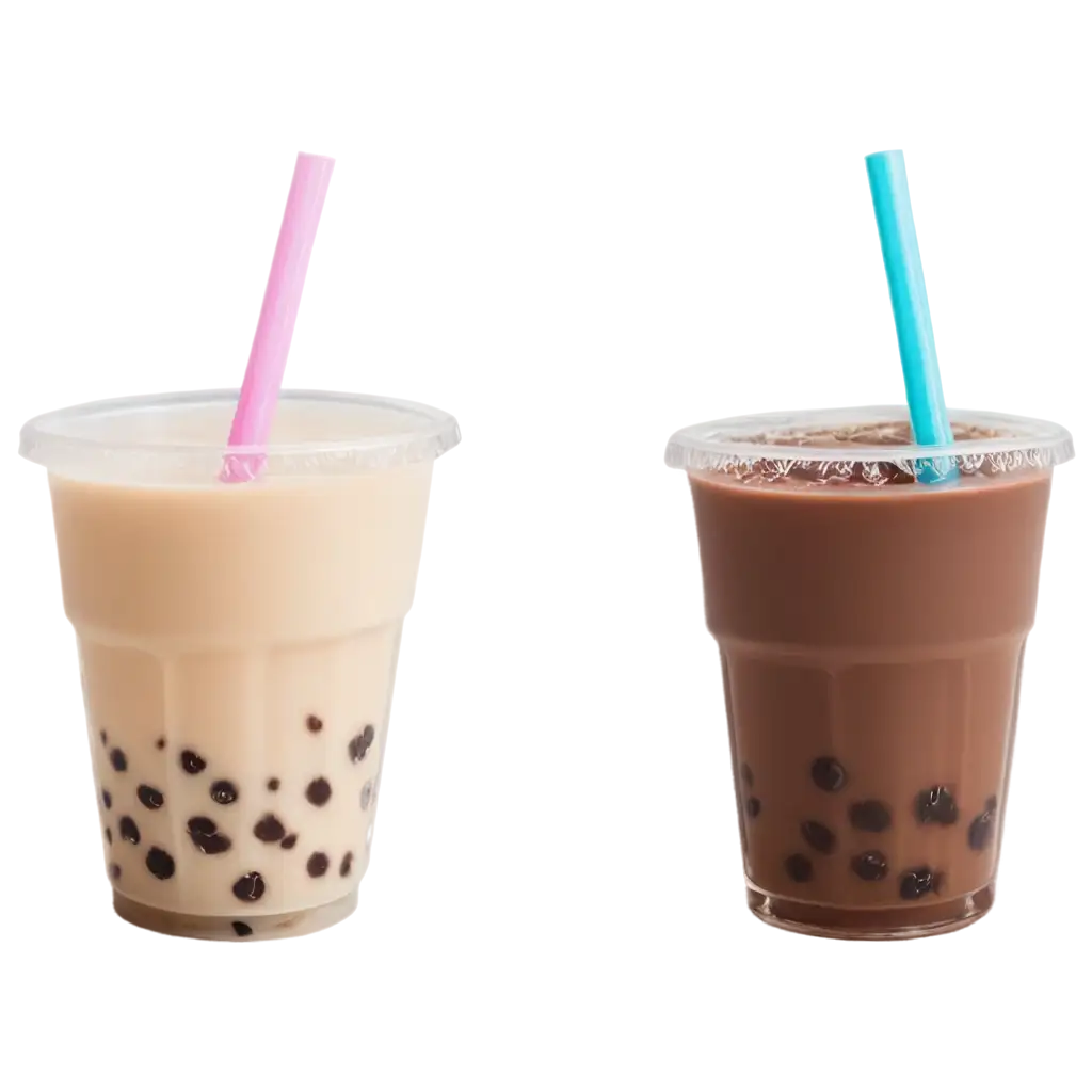 chocolate and vanila bubble tea tow glasses