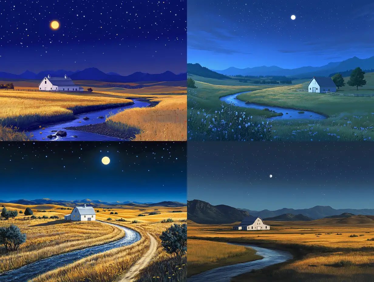 Moonlit-Prairie-Landscape-with-Ranch-River-and-Mountain-View