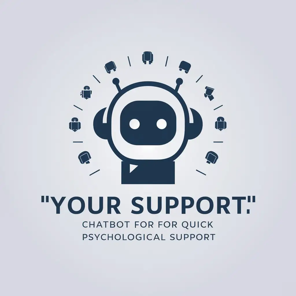 a vector logo design,with the text "Chatbot "Your Support: Chatbot for Quick Psychological Support"", main symbol:Support,Moderate,be used in psychology industry,clear background