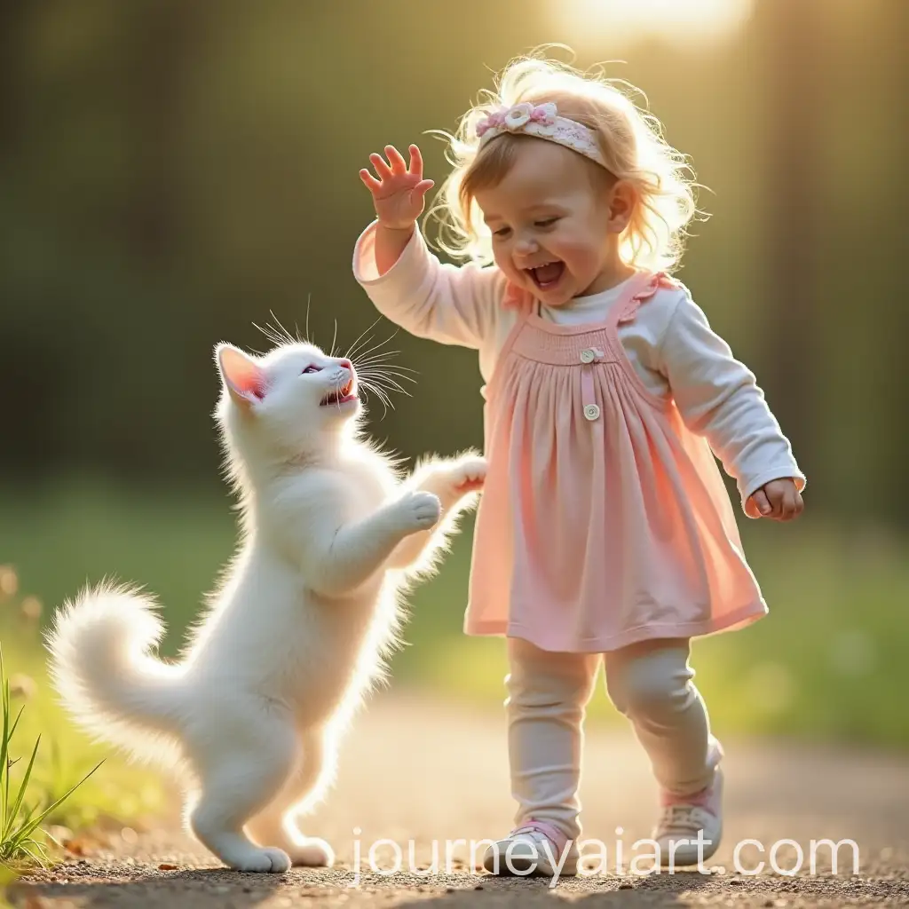 Happy-Child-Dancing-and-Laughing-with-a-White-Cat