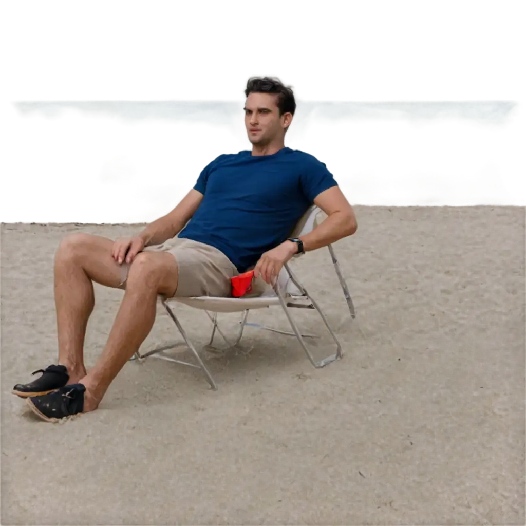 Man-Resting-on-the-Beach-PNG-Image-Tranquil-Scene-of-Relaxation-and-Serenity