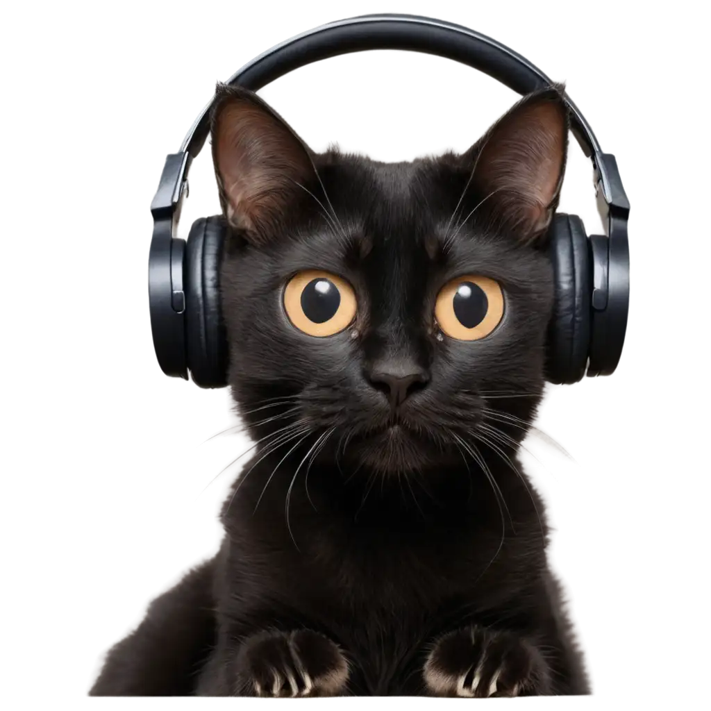 Black-Cat-with-Headphones-and-Bicolor-Eyes-PNG-Perfect-for-Digital-Art-and-Creative-Projects