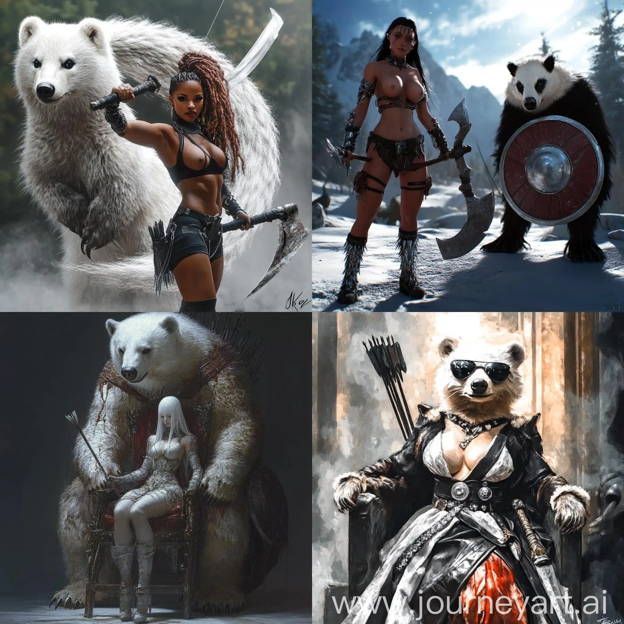 Cyberpunk-Amazon-Warrior-with-Fluffy-Metal-Bear-and-Alien-Aesthetics