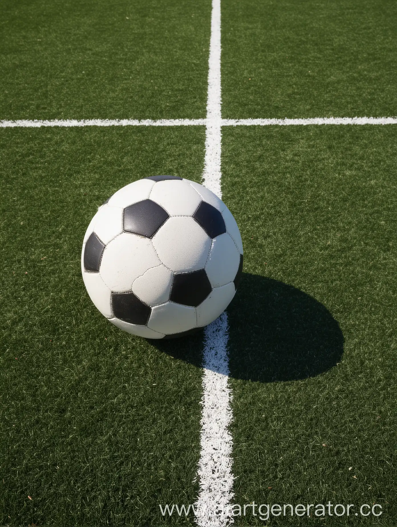 Football-Field-with-Soccer-Ball-at-Dusk