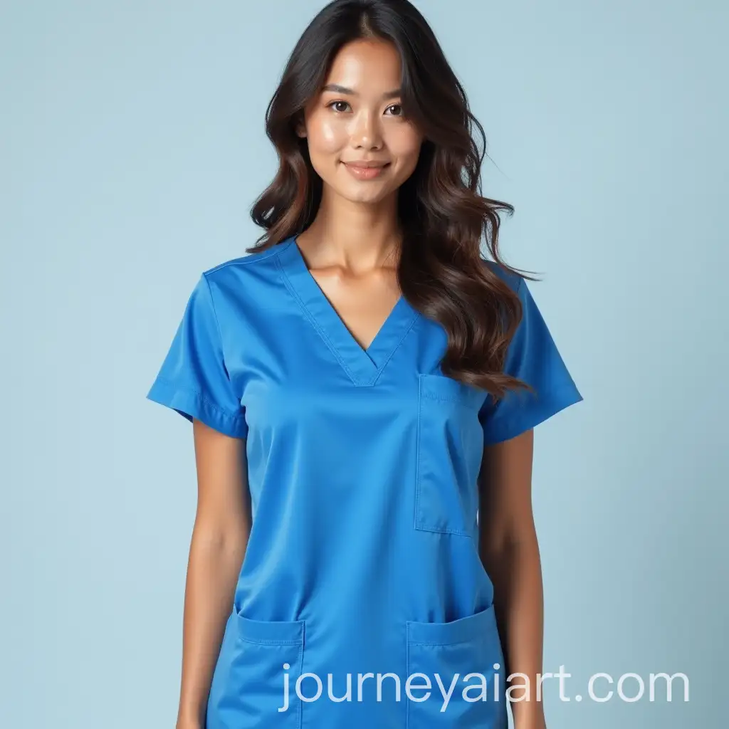 Healthcare-Worker-in-Blue-Medical-Scrubs-with-Camouflaged-Face