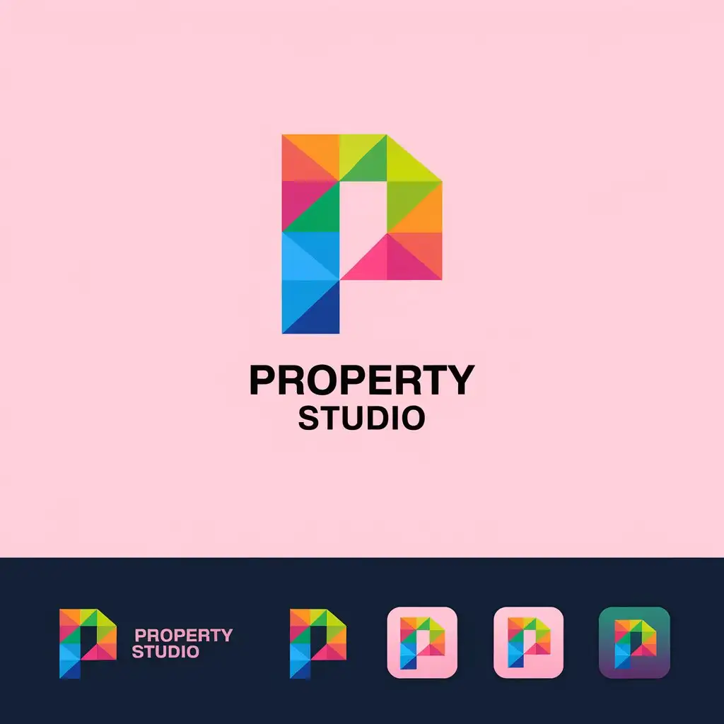 LOGO Design for Property Studio Modern Polygon P with Vibrant Colors and Geometric Style