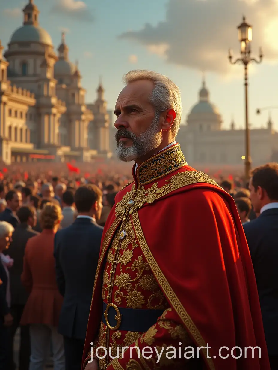 Carlos-III-of-Spain-Celebrated-by-Cheerful-Crowd-with-Madrid-in-Background