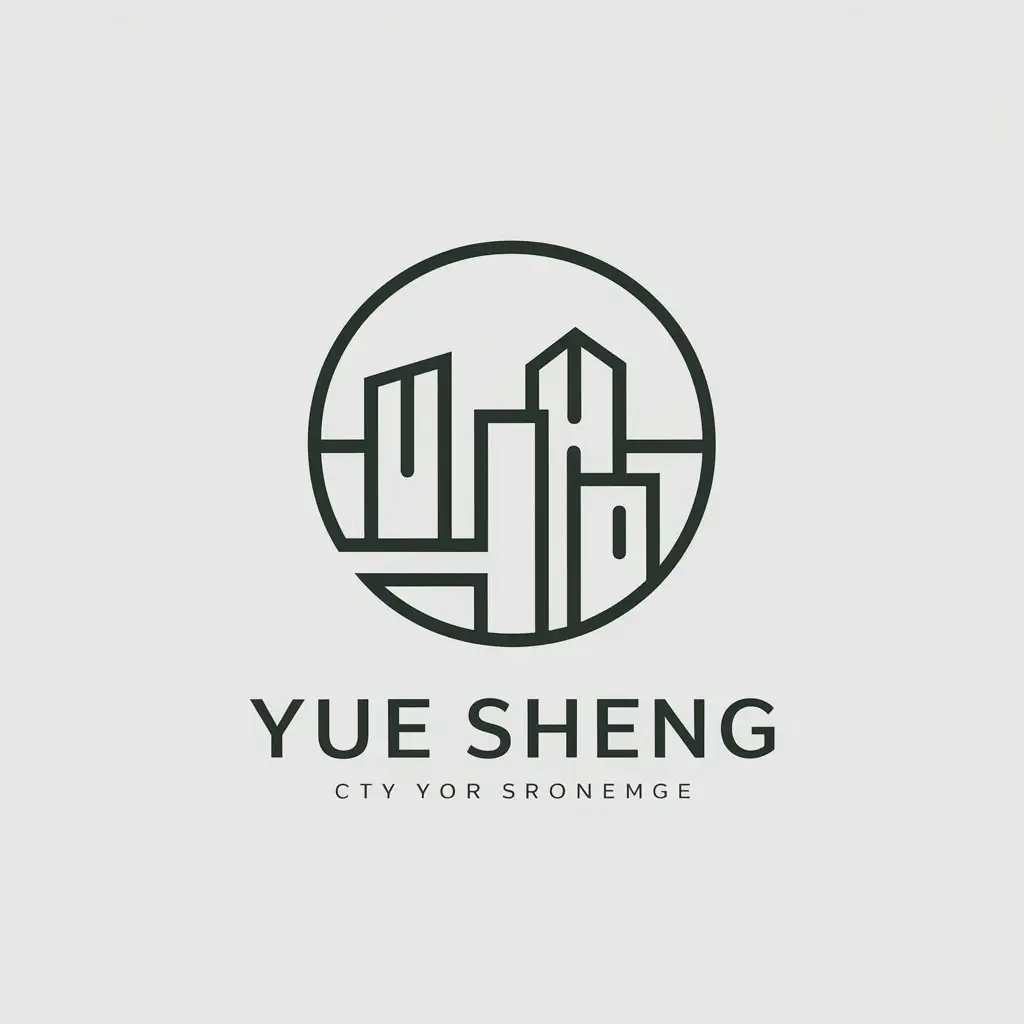 a vector logo design,with the text "Yue Sheng", main symbol:city,Moderate,clear background