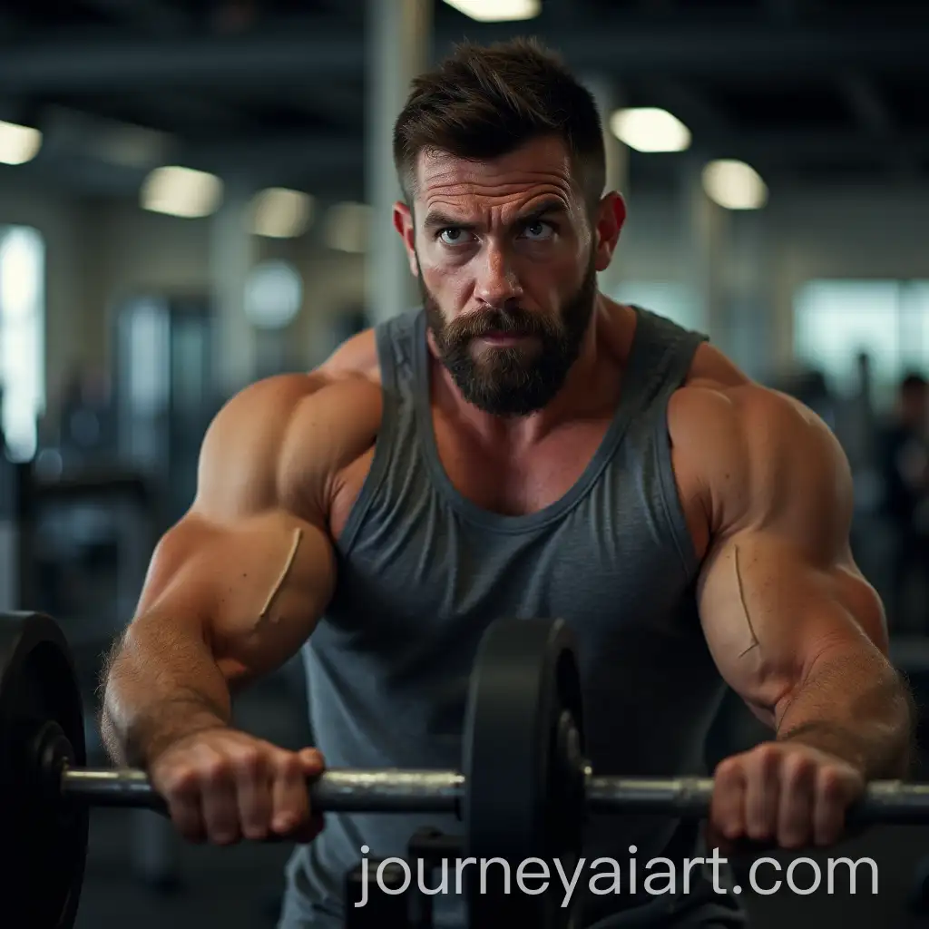 Man-Lifting-Weights-in-Gym-with-Disdainful-ExpressionAI-Image-Prompt-Expansion