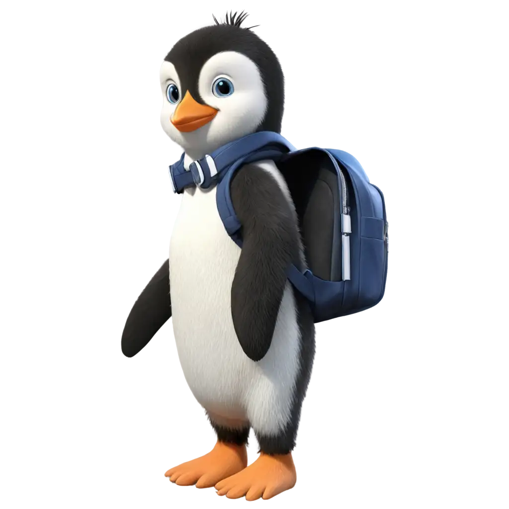 a funny penguin with a schoolbag