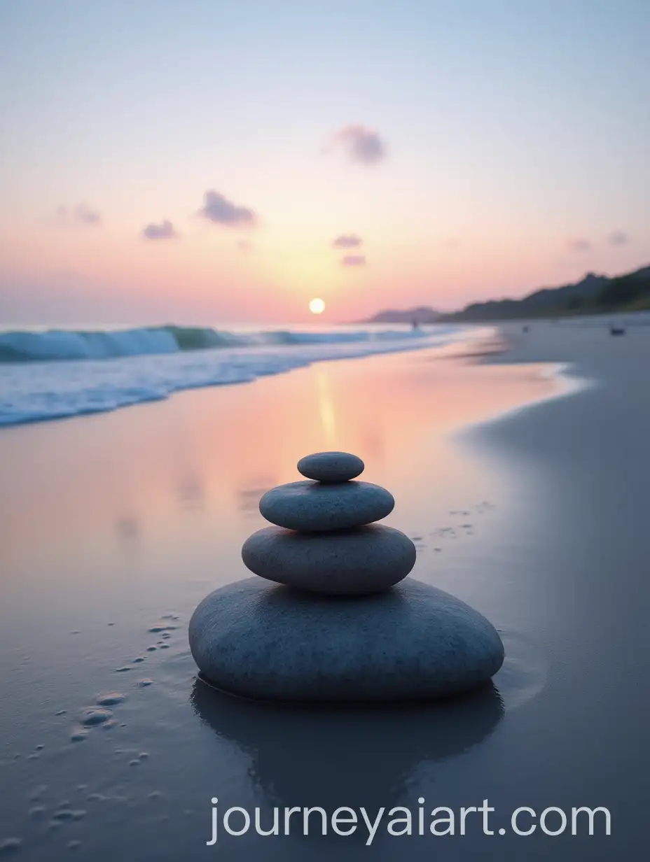 Dusk-Beach-with-Glass-Stones-and-Pastel-Sea-Glow