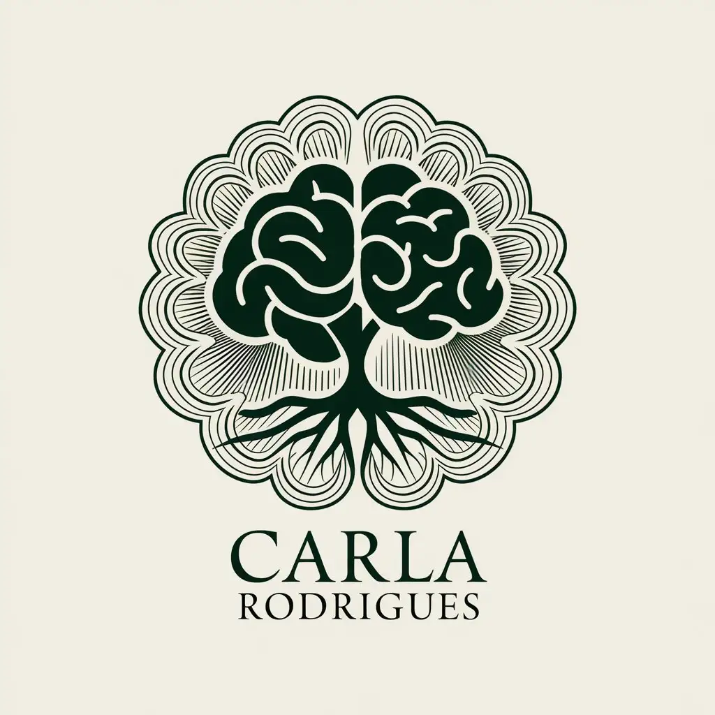 LOGO Design for Carla Rodrigues Brain and Tree Symbol with Vector Style