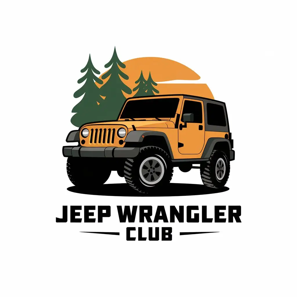 a vector logo design,with the text "JEEP WRANGLER CLUB", main symbol:JEEP off-road vehicle off-road,Moderate,clear background