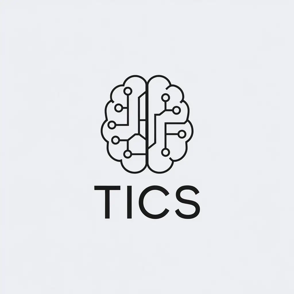 LOGO Design for TICS Minimalistic Brain and Artificial Intelligence Symbol in Education Industry