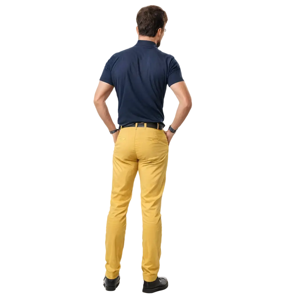 Man has his pant's back side yellow