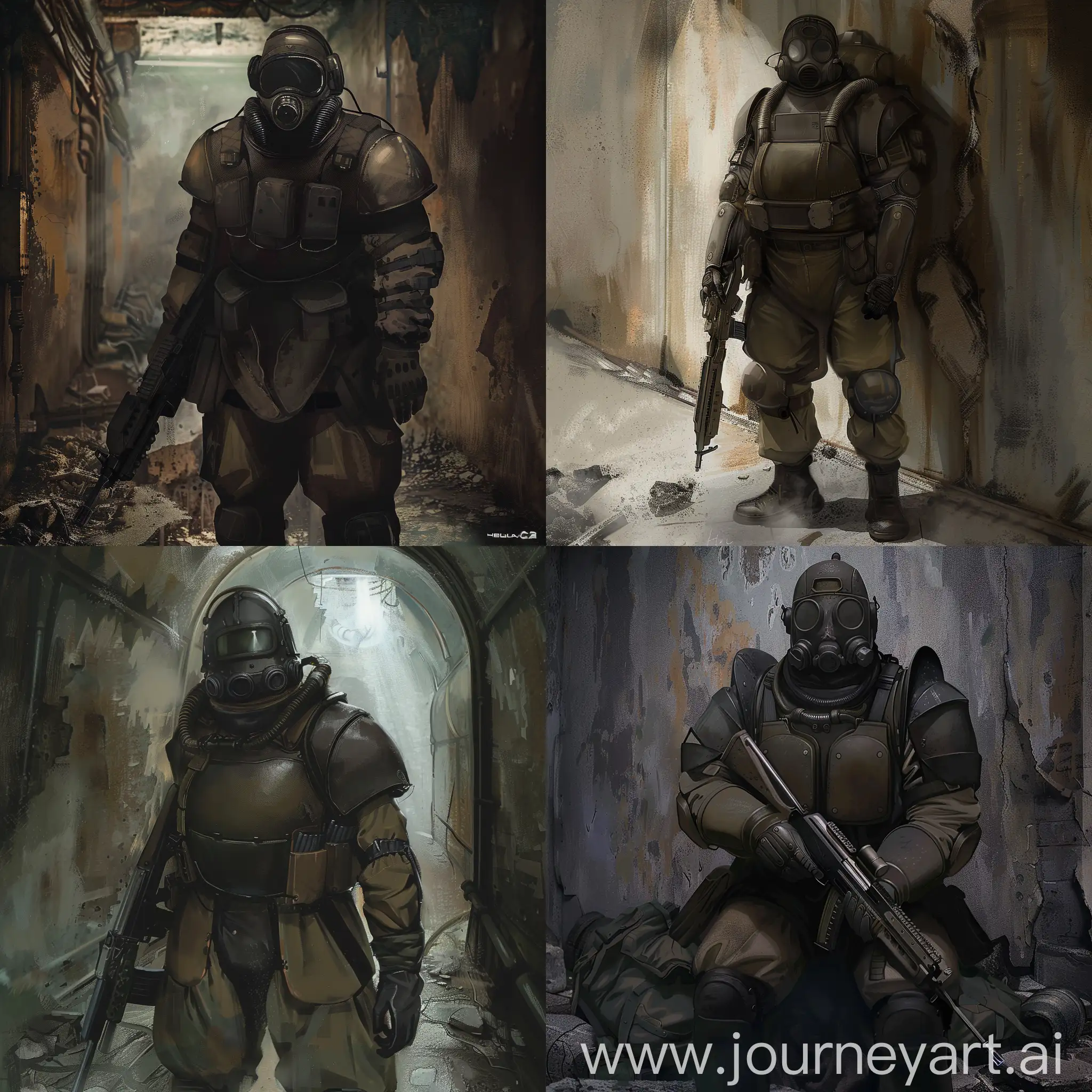 PostApocalypse-Sniper-in-Abandoned-Catacombs-with-Gas-Mask-and-Armor-Suit