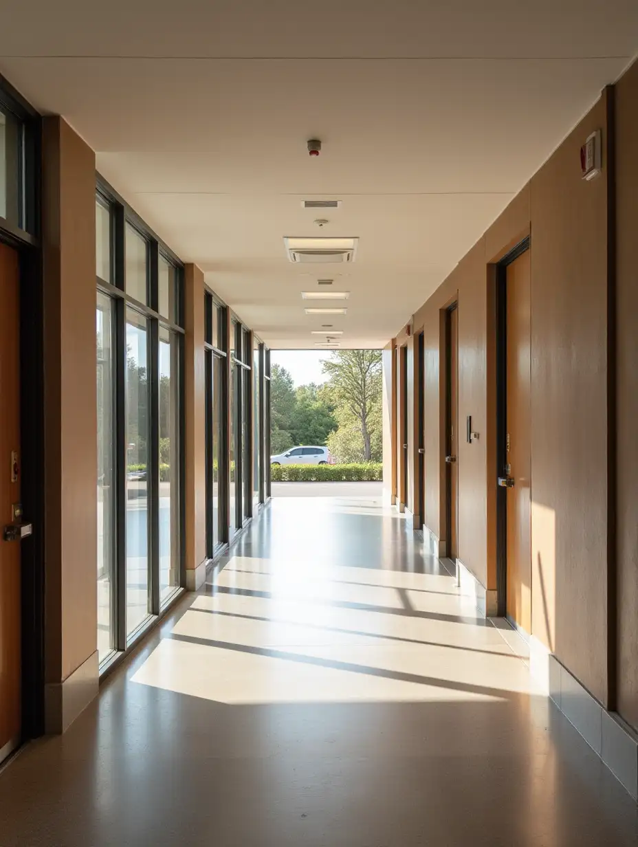 entrance of teaching building corridor