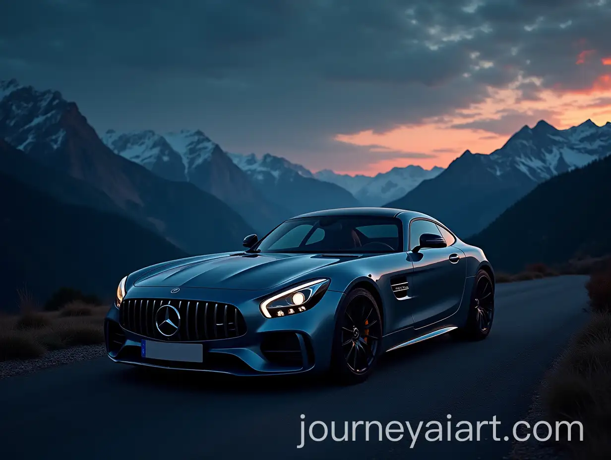 Mercedes-Car-in-Majestic-Mountain-Landscapes-at-Day-and-Night