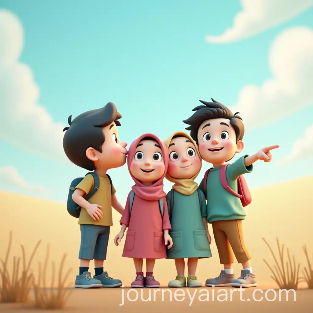 Iranian-Schoolchildren-Joyfully-Pointing-to-the-Sky