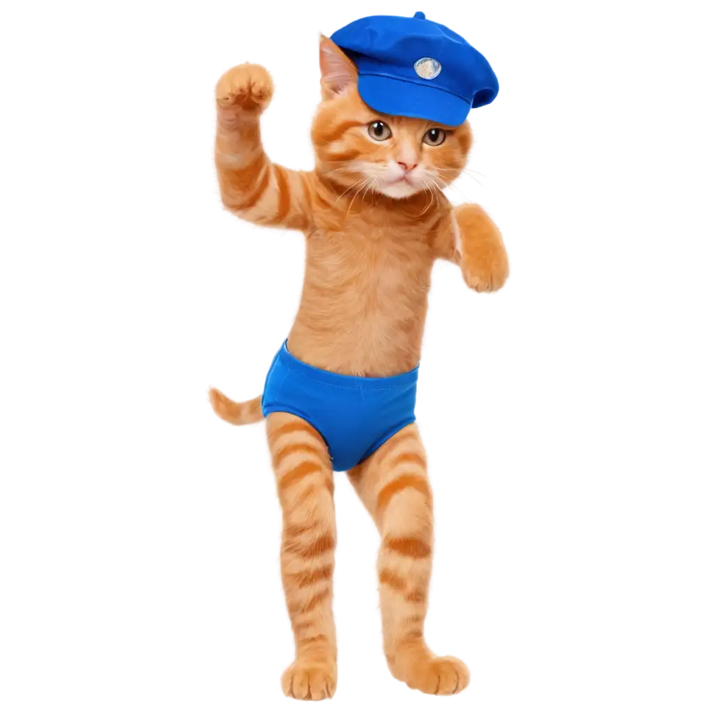 Happy-Ginger-Kitty-Postman-in-Underpants-and-Blue-Cap-PNG-Image-Perfect-for-Fun-and-Creative-Designs