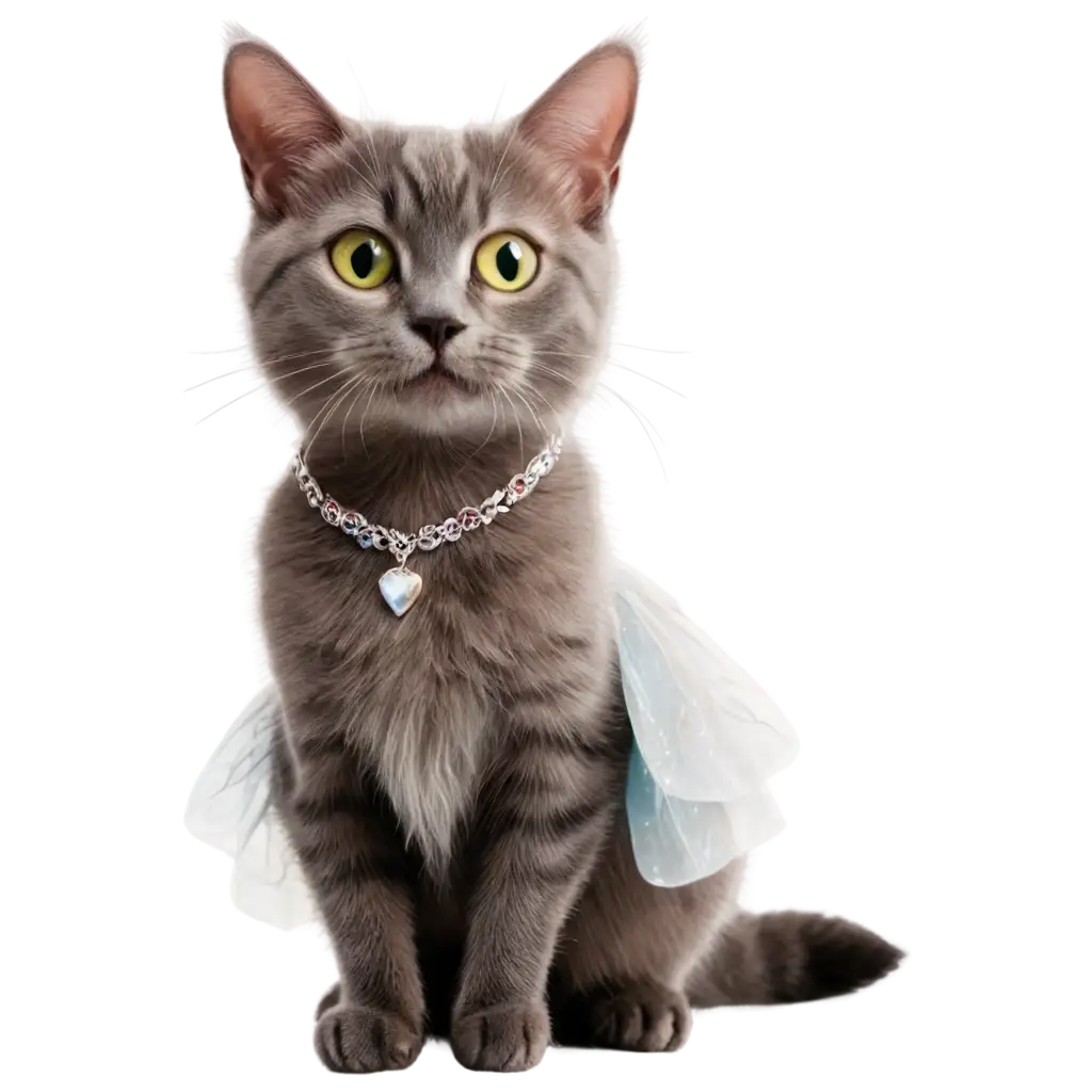 Cute-Gray-Striped-Cat-Dressed-as-a-Fairy-with-Glowing-Necklace-PNG-Image-with-Transparent-Background