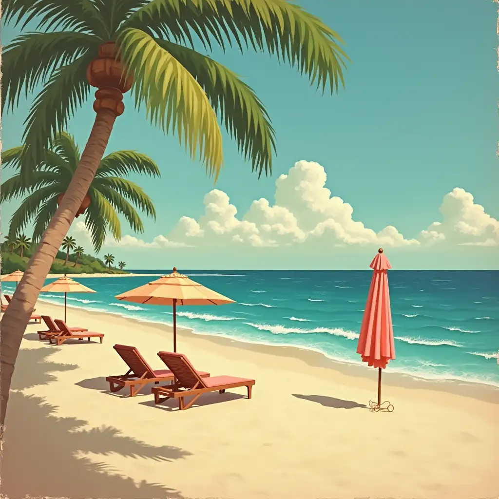 art deco beach scene