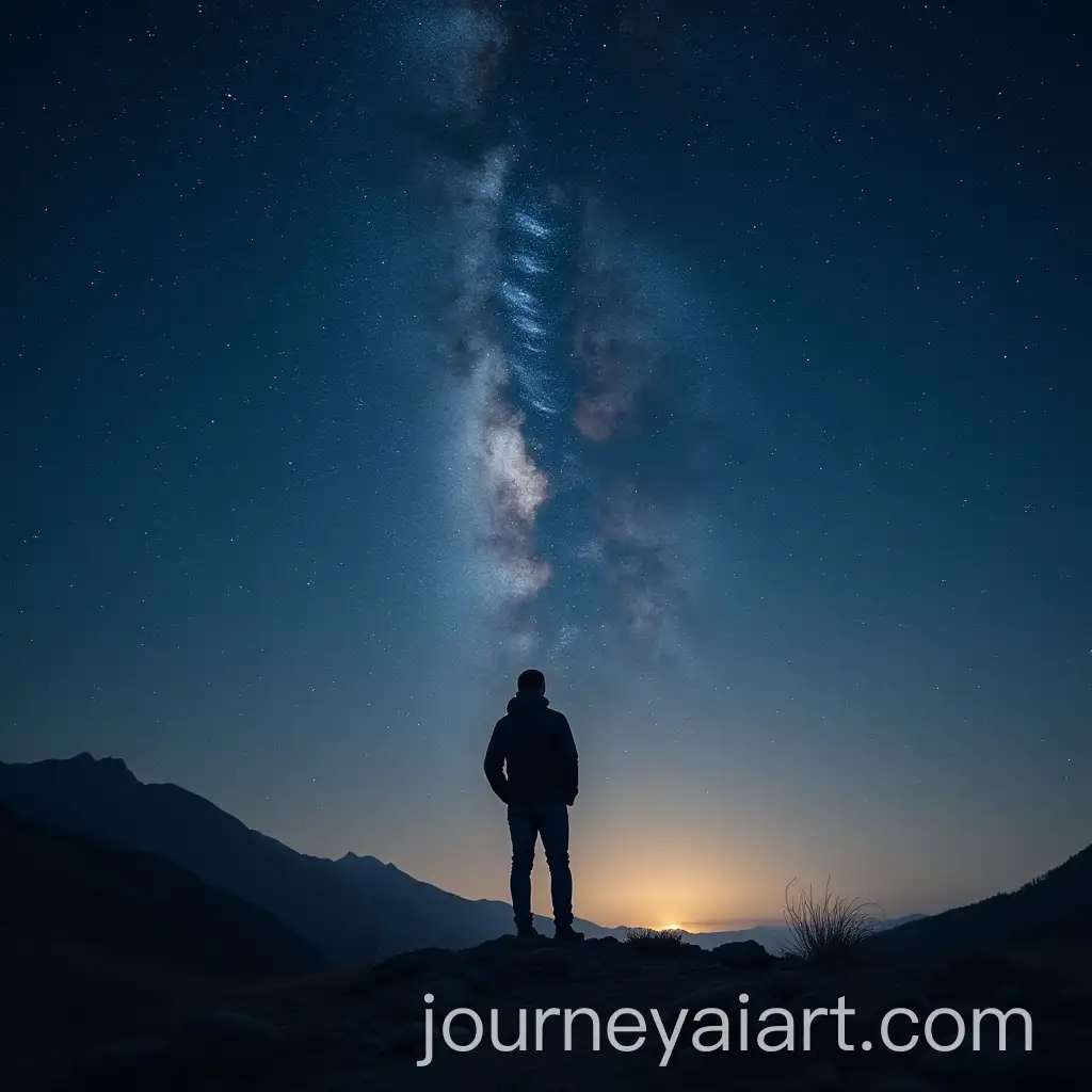 Lonely-Man-Under-a-Starry-Sky-at-Night