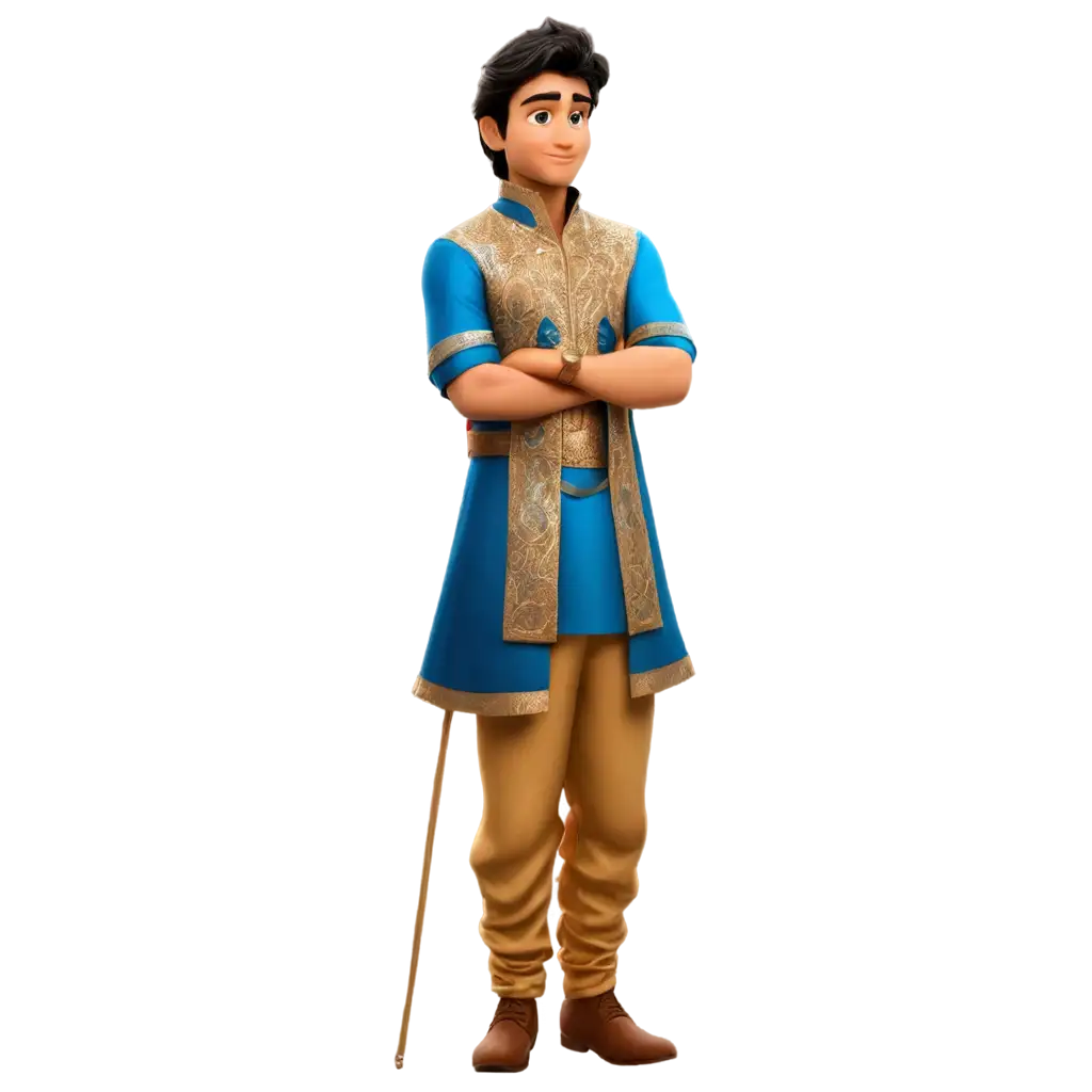 Disney-Prince-in-Indian-Groom-Style-PNG-Image-Traditional-Outfit-in-Blue