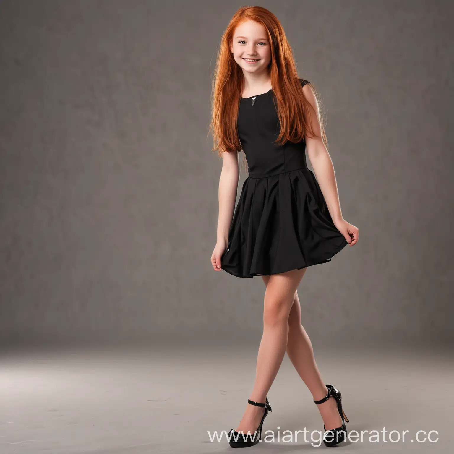 Joyful-Young-Girl-with-Red-Hair-in-Elegant-Attire-and-High-Heels