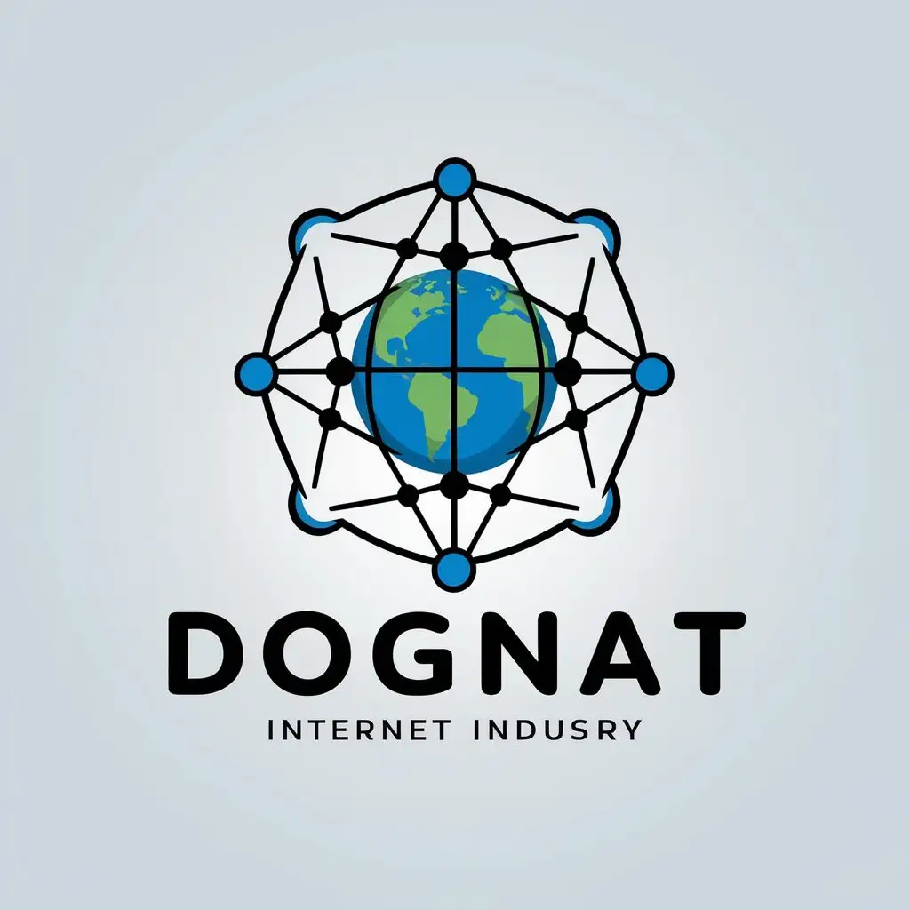 a vector logo design,with the text "DOGNAT", main symbol:Earth, network,Moderate,be used in Internet industry,clear background