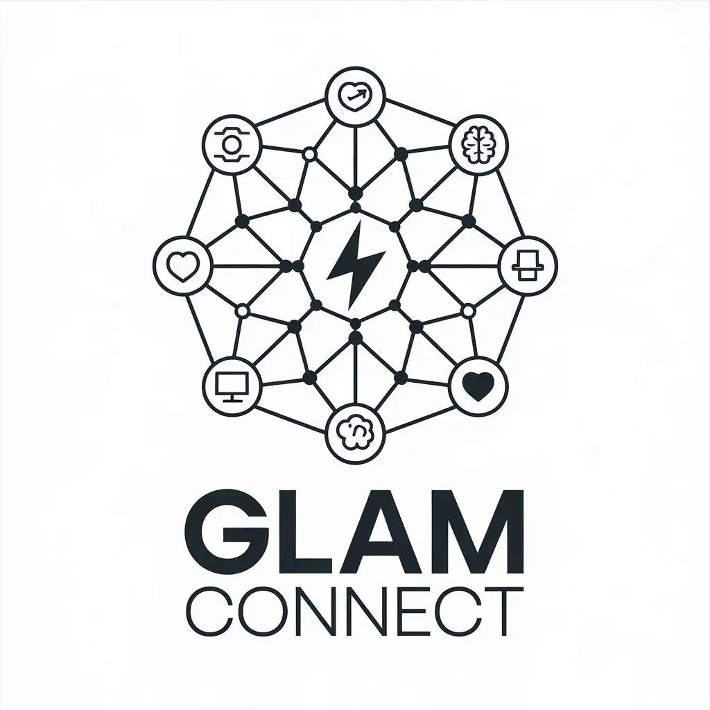 LOGO Design for Glam Connect A Complex Symbol Representing Connection in the Internet Industry