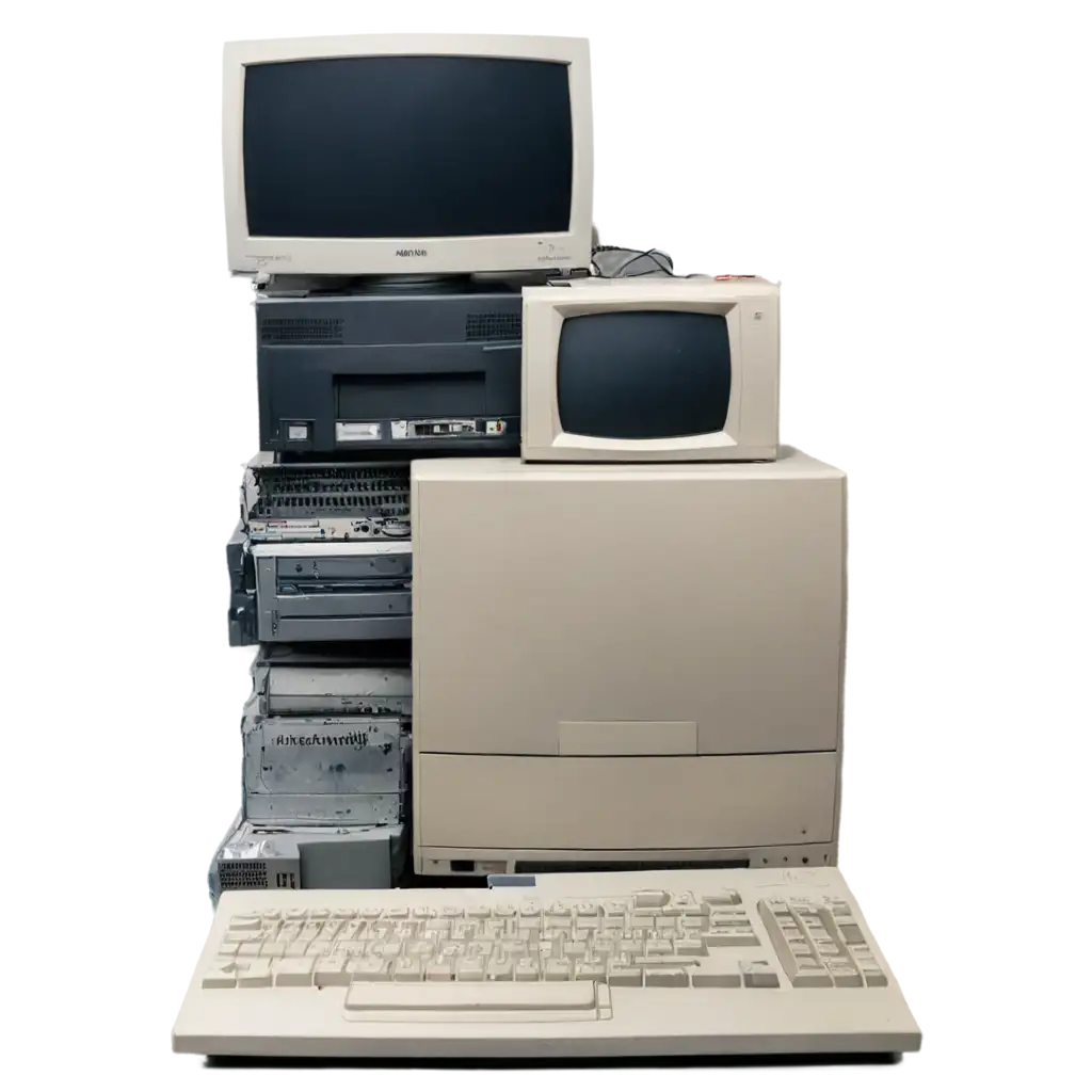 HighQuality-PNG-Image-of-a-Pile-of-Old-Computers-Enhancing-Visual-Clarity-and-Detail