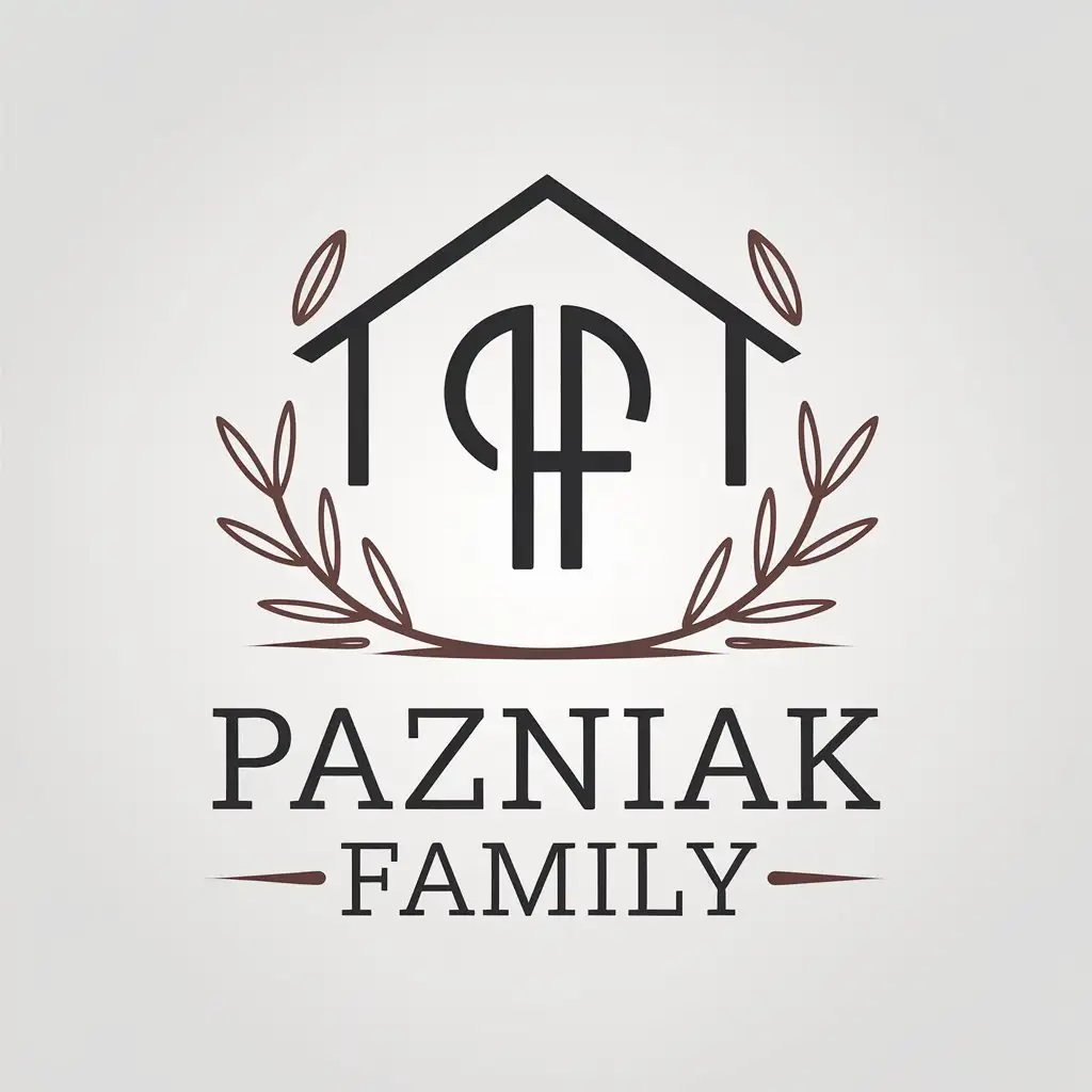 a vector logo design,with the text "Pazniak Family", main symbol:PF,Minimalistic,be used in Home Family industry,clear background