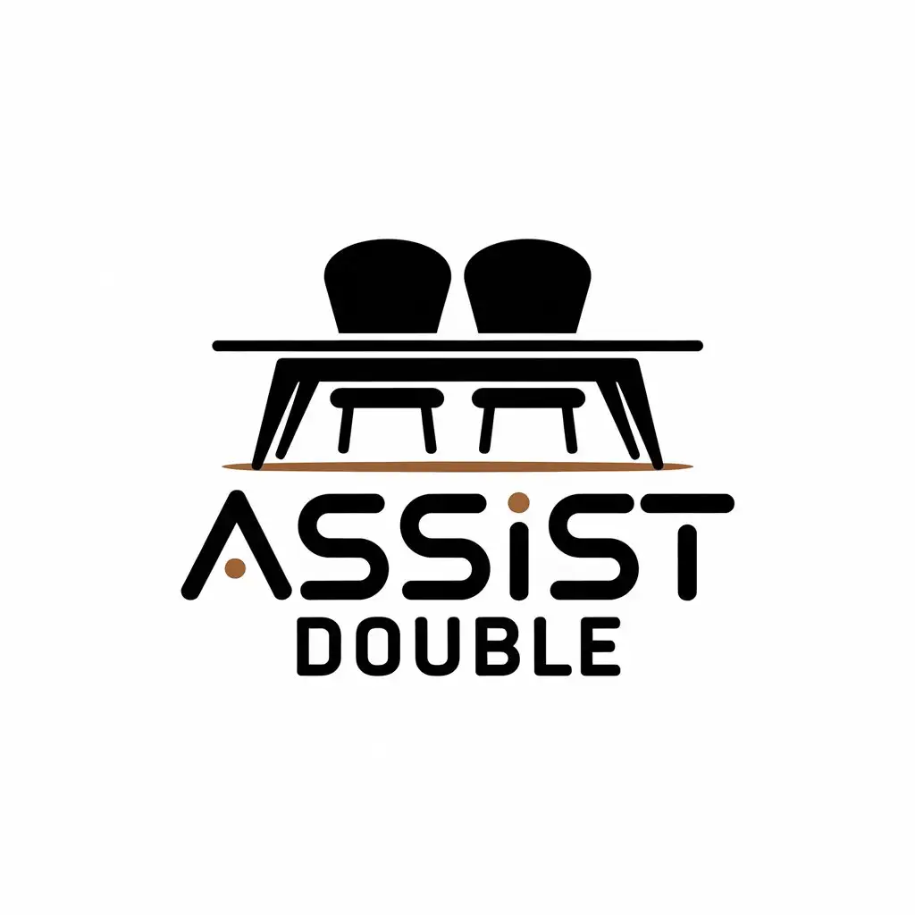 a vector logo design,with the text "assist double", main symbol:table,Moderate,be used in Home Family industry,clear background