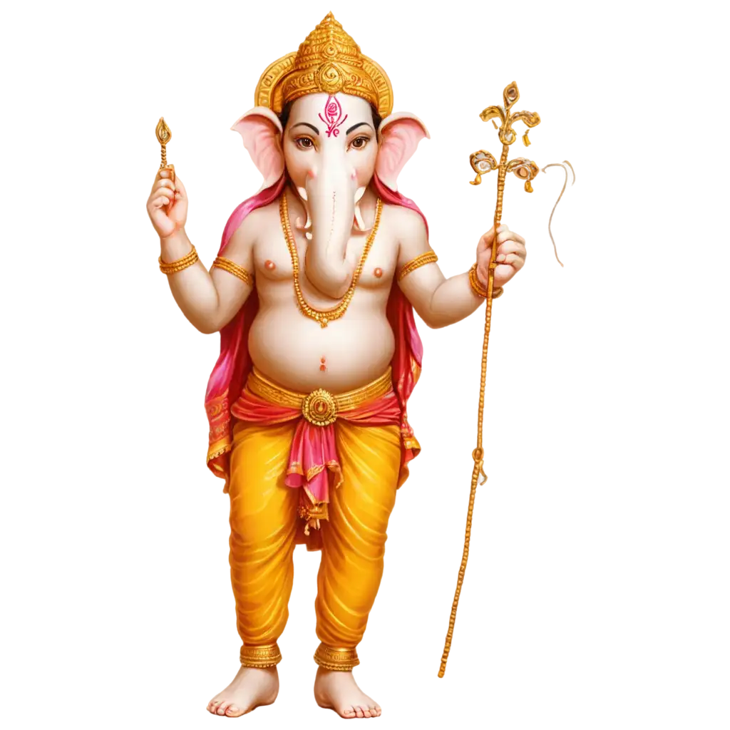 PNG-Image-of-Ganesh-with-Noose-Goad-Modak-Dumpling-and-Broken-Tusk-CloseUp-Portrait-or-Full-Body-Shot