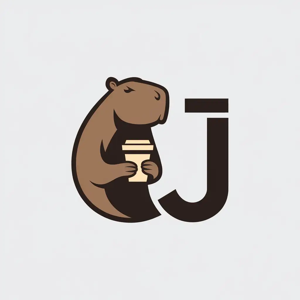 LOGO Design for CJ Minimalistic Capybara with Coffee Cup for Restaurant Industry