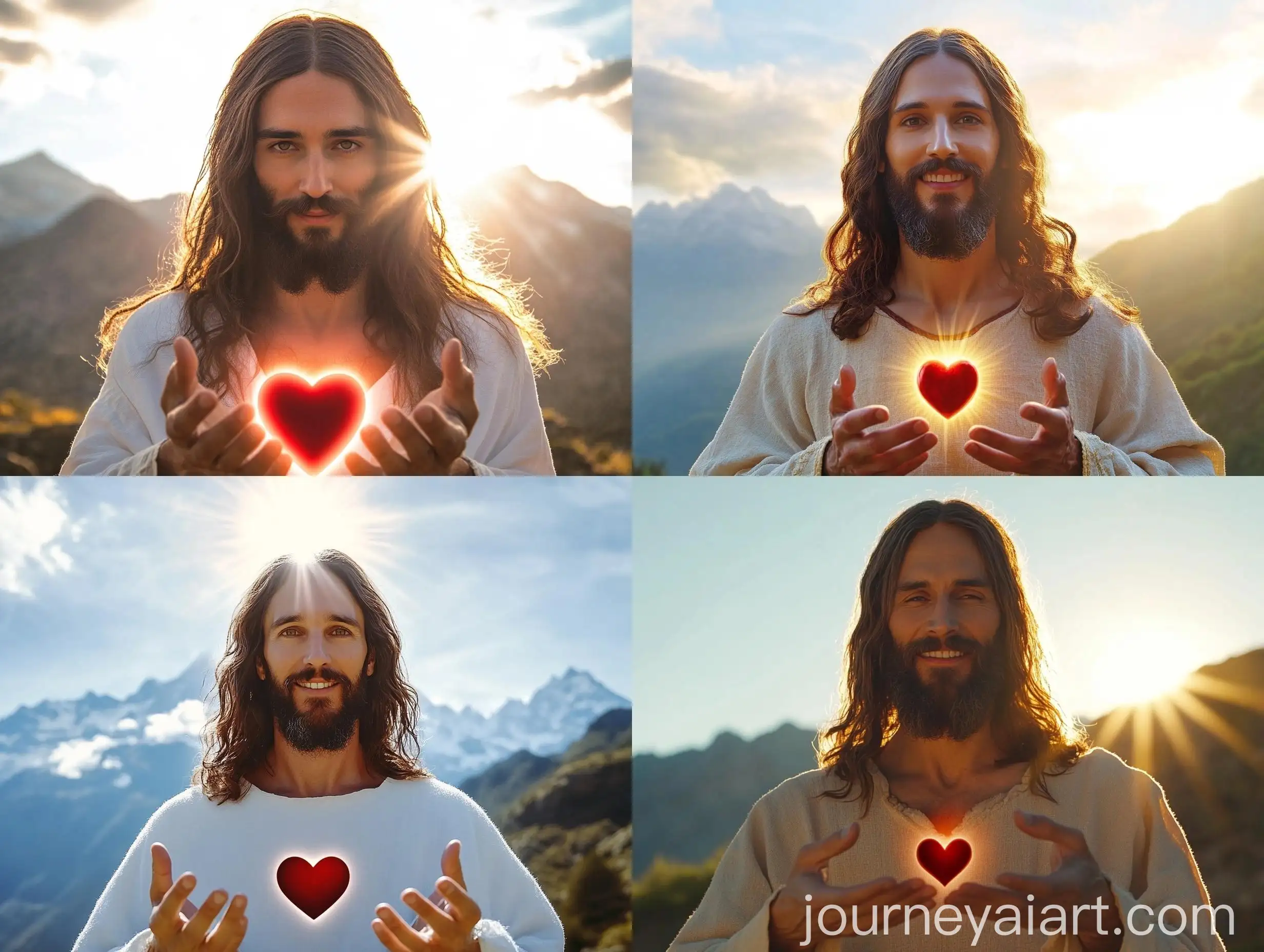 Serene-Jesus-Christ-with-Long-Hair-and-Beard-Holding-a-Red-Heart