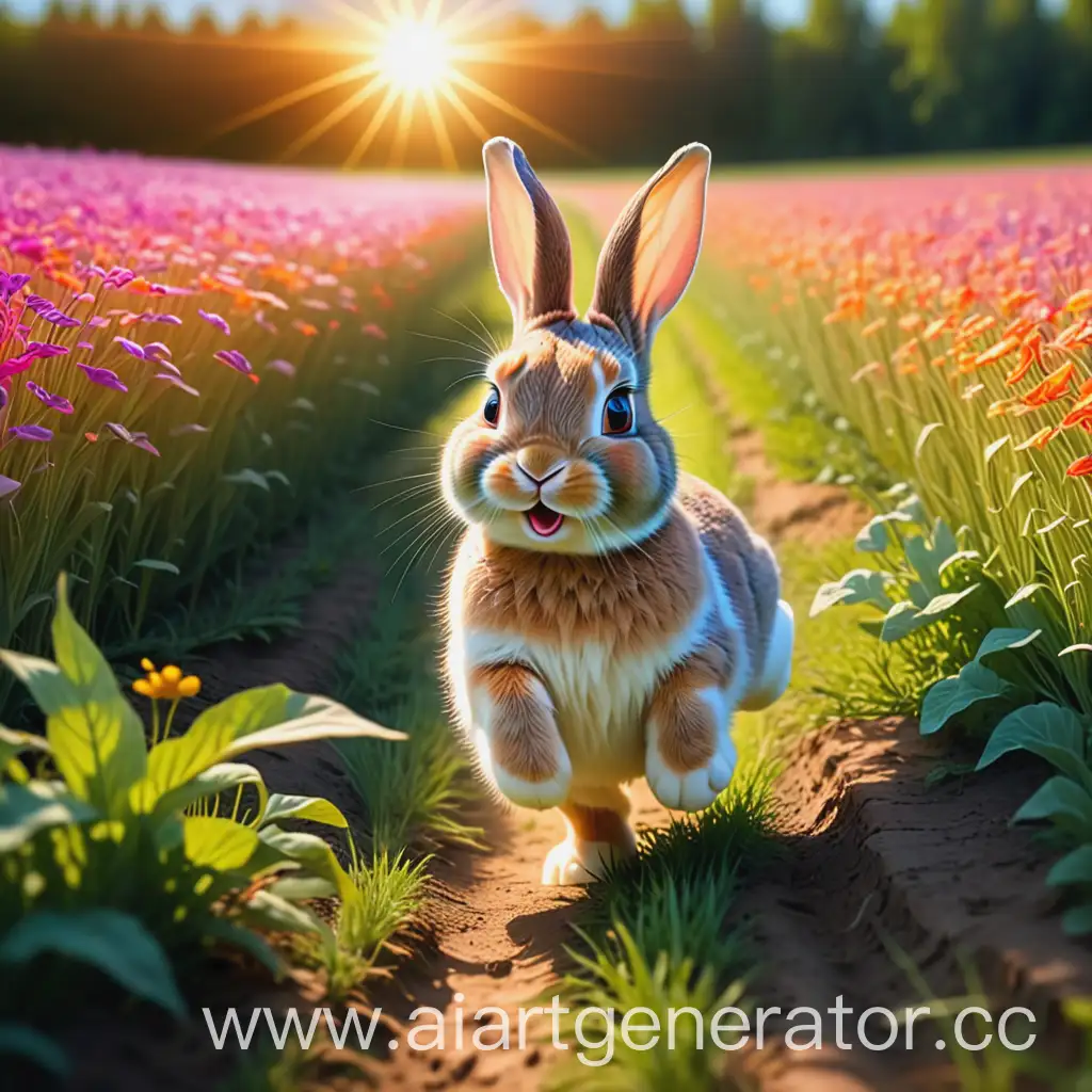 Little-Rabbit-Running-Through-Colorful-Field-Bathed-in-Sunlight