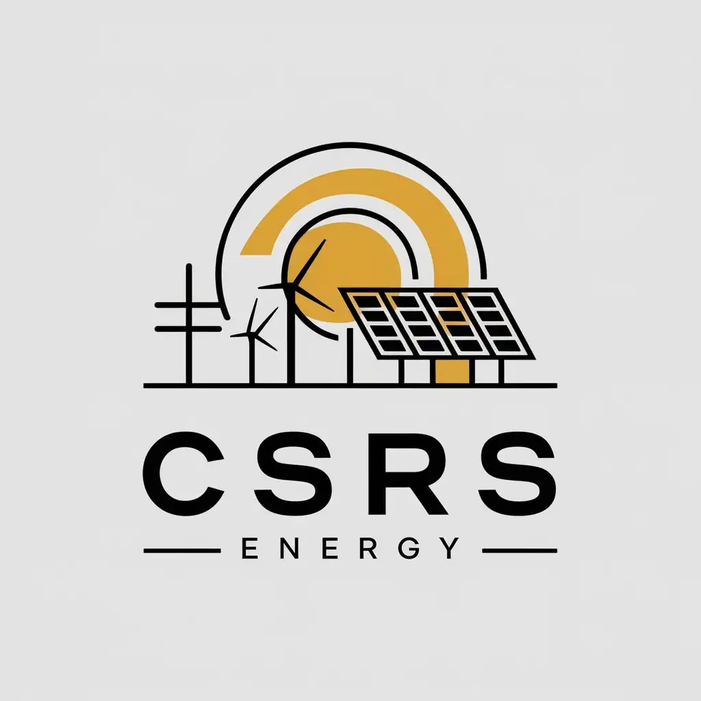 a vector logo design,with the text "CSRS Energy", main symbol:solar photovoltaic power generation,complex,be used in Technology industry,clear background