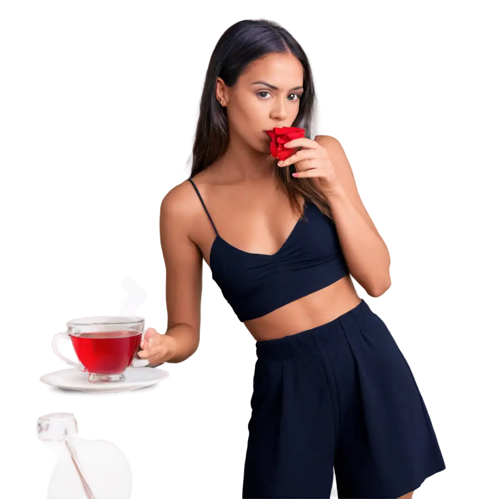 Hot-Tea-with-Girl-Receiving-Rose-PNG-Image-for-Elegant-and-Warm-Imagery