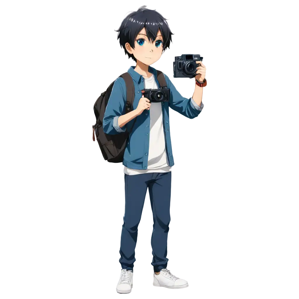 Anime-Style-Boy-Holding-a-Camera-HighQuality-PNG-Image-for-Creative-Projects