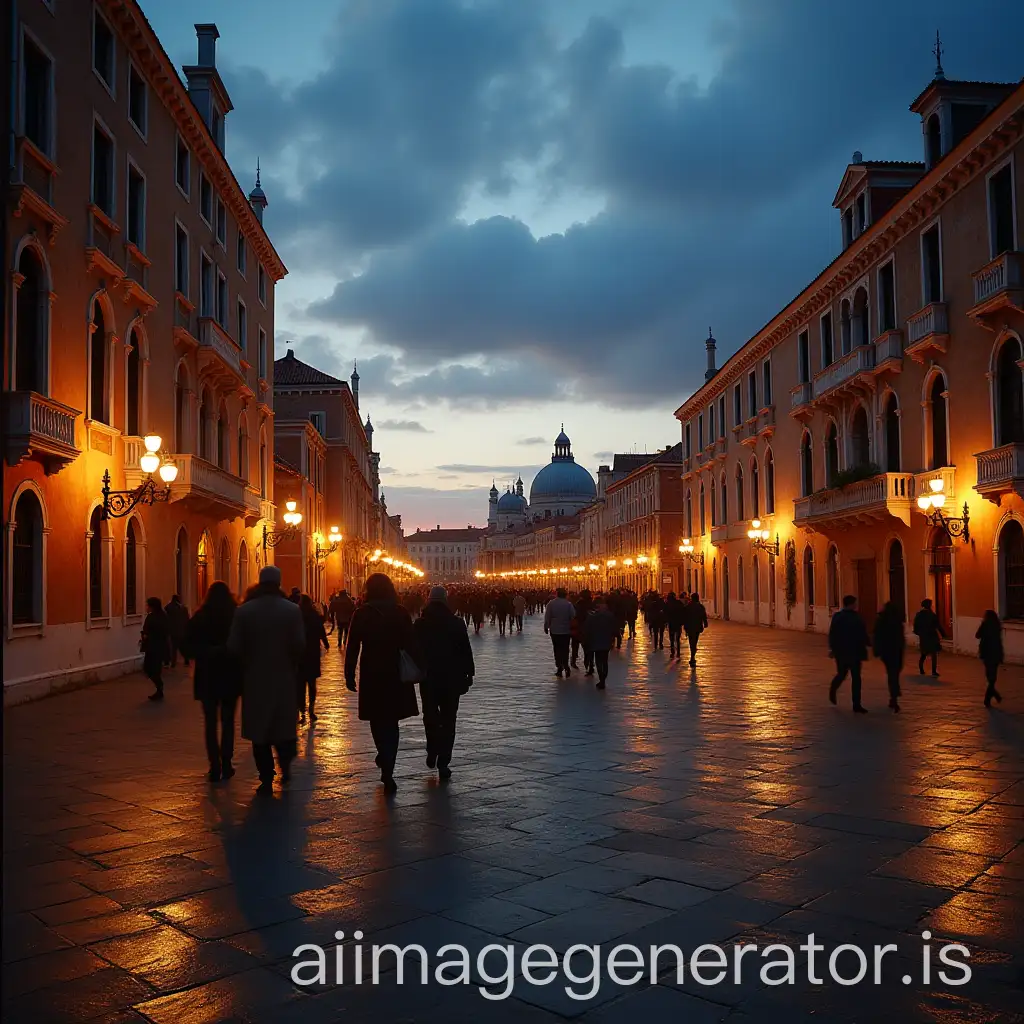 March-of-a-Palace-in-Venice-at-Dusk-with-Evening-Lighting