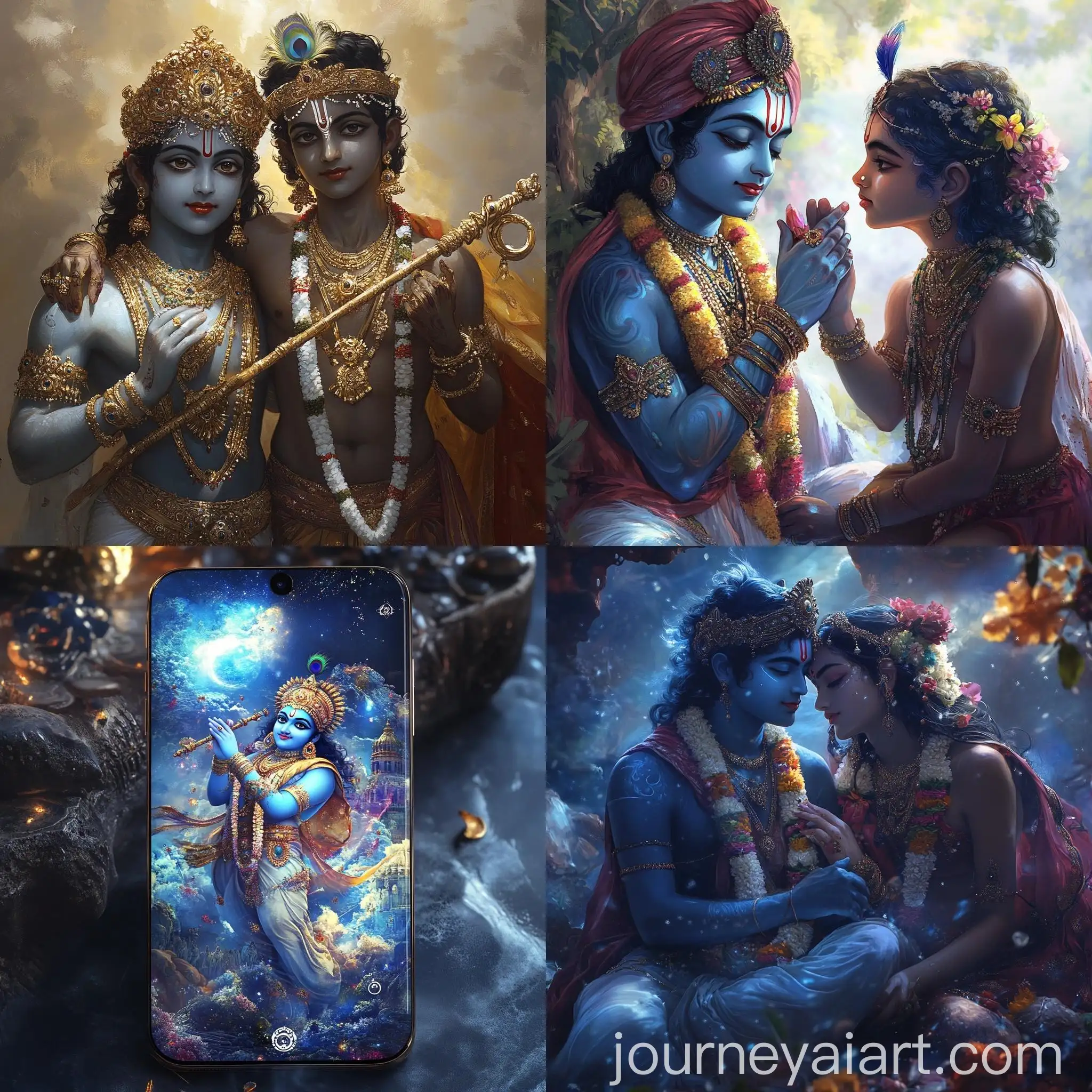 Divine-Encounter-Shri-Krishna-and-Arjun-Phone-Wallpaper